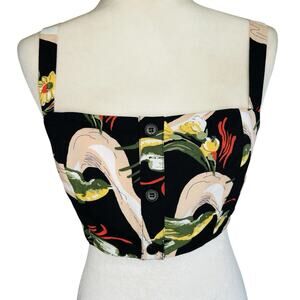 Reformation Grazia Cropped Tank Top Women 4 Floral Boho Resort Tropical Festival